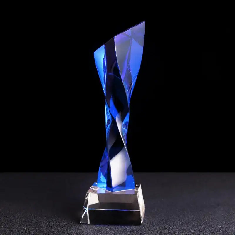 Blue Glass Column Trophy