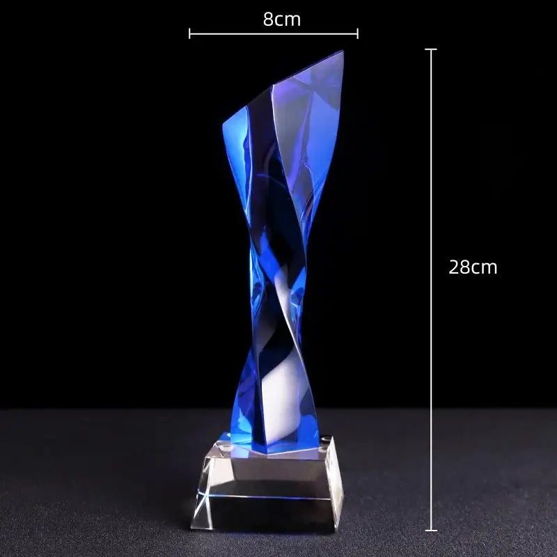 Blue Glass Column Trophy