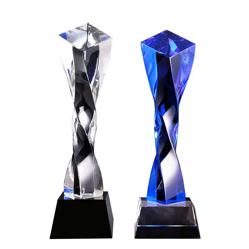 Blue Glass Column Trophy