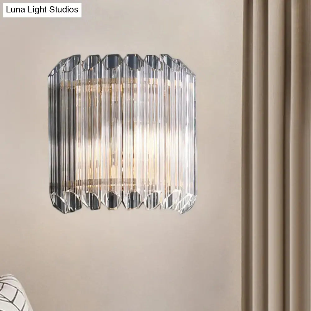 Clear Crystal Half-Drum Wall Sconce