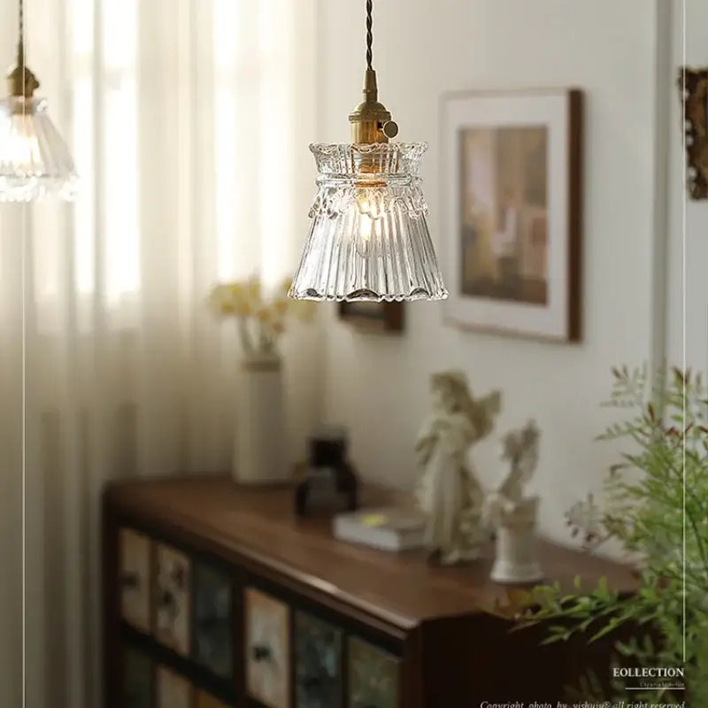 Clear Glass Copper-Canopy Kitchen Pendant