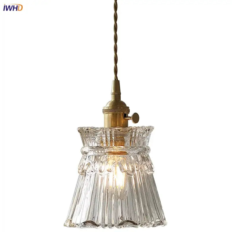 Clear Glass Copper-Canopy Kitchen Pendant