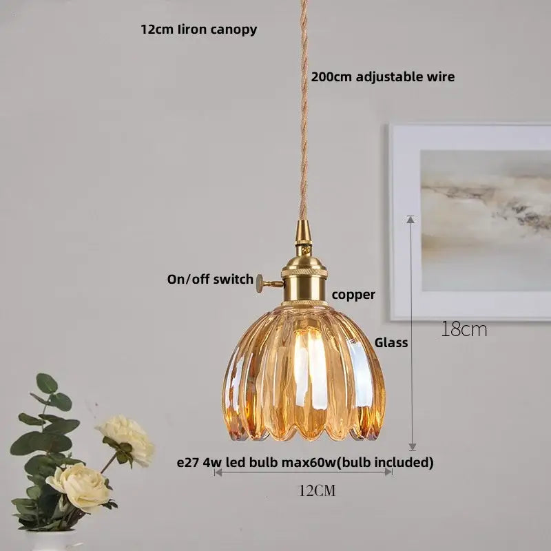 Clear Glass Copper-Canopy Kitchen Pendant
