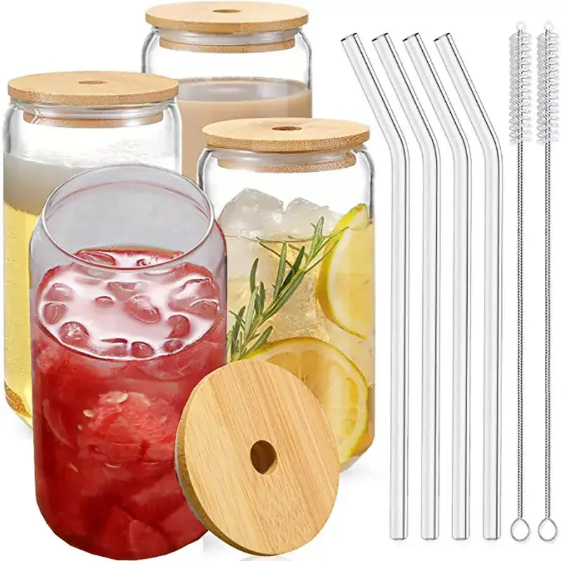 Glass Cup Bamboo Lid