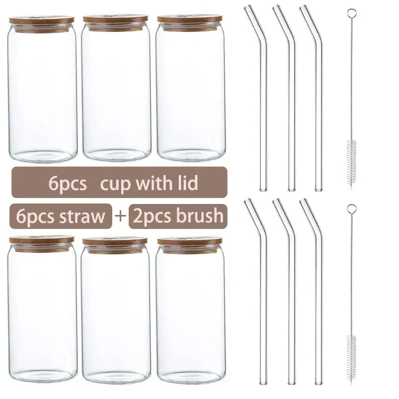 Glass Cup Bamboo Lid