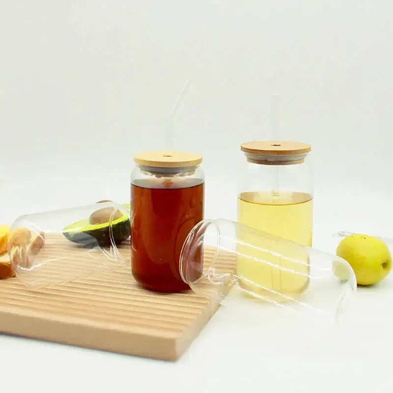 Glass Cup Bamboo Lid