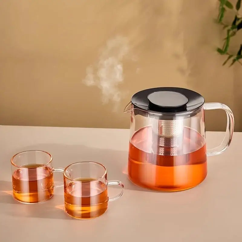 Glass Flower Teapot Set
