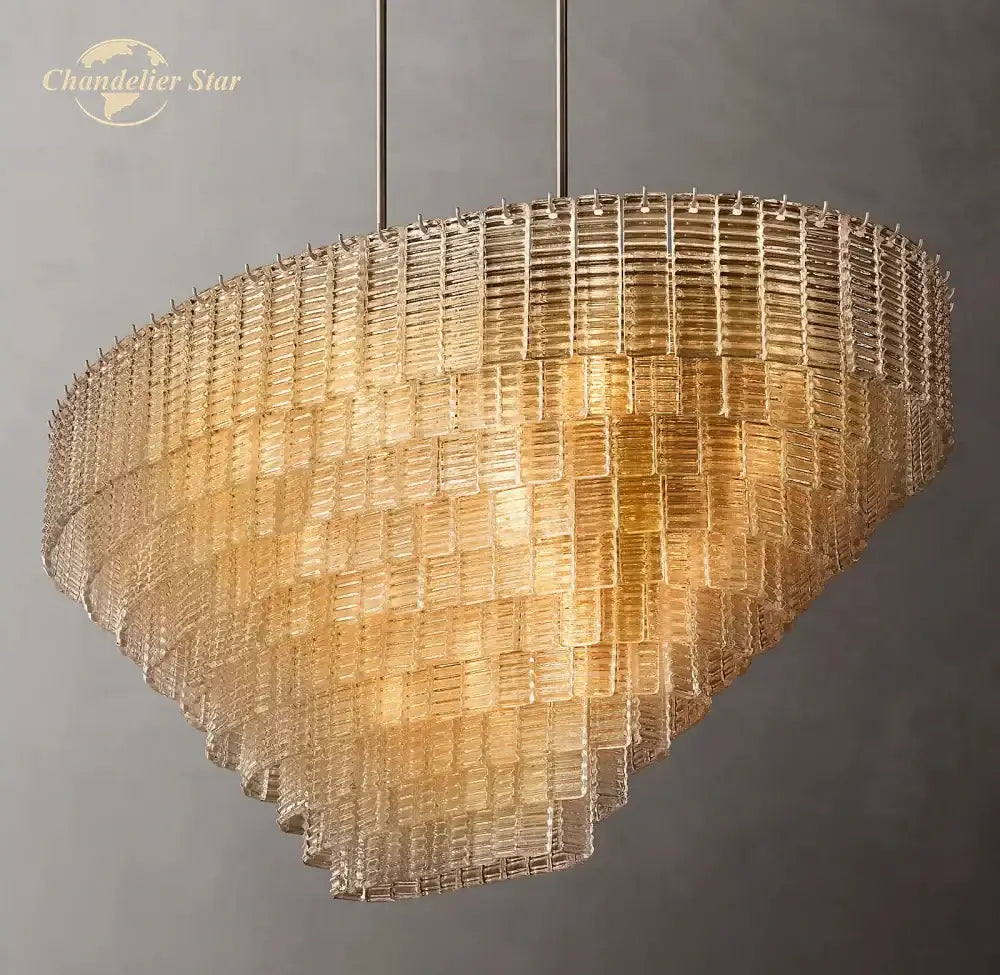 Smoke Glass Oval Chandelier