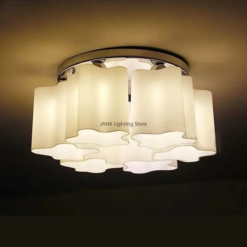 White Black Glass Ceiling Light