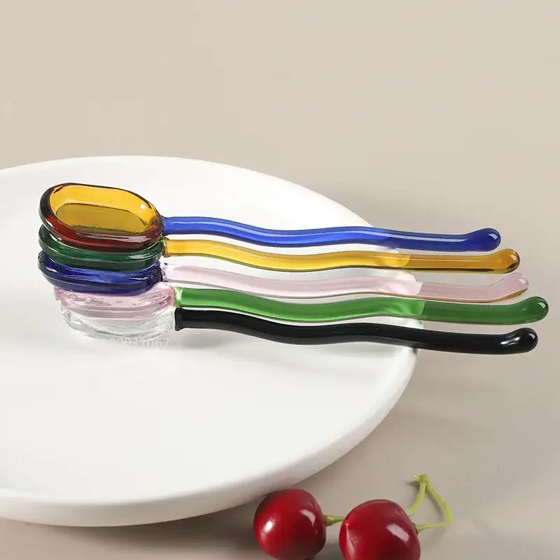 Colorful Glass Dessert Spoons
