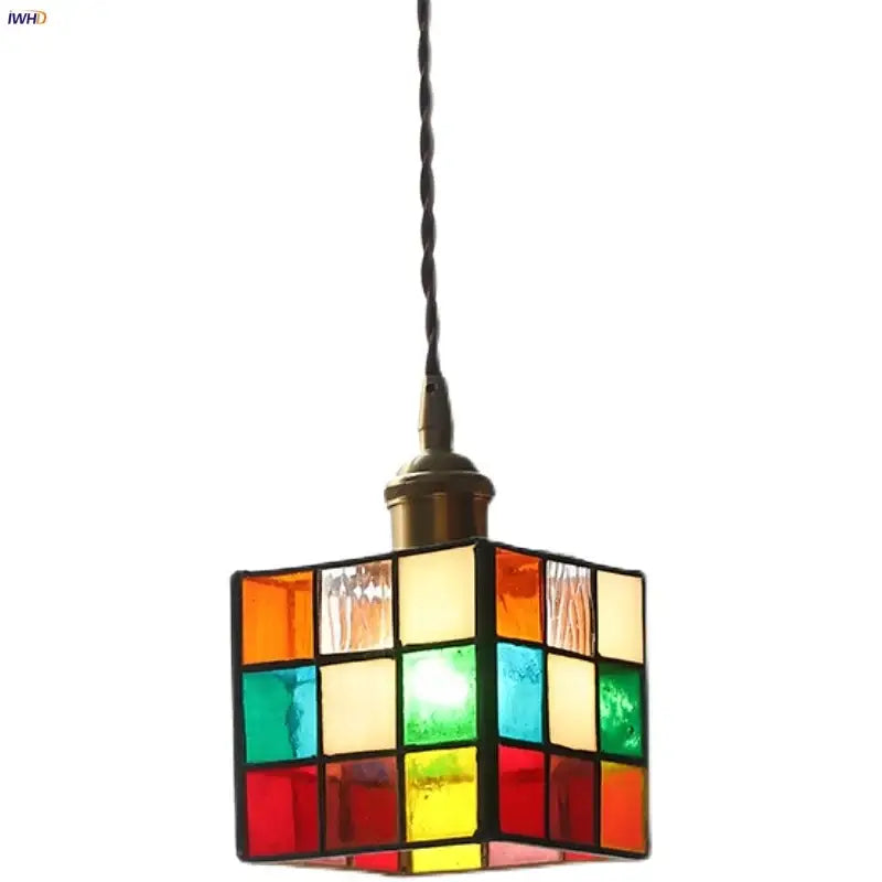 Colorful Glass Cube Pendant