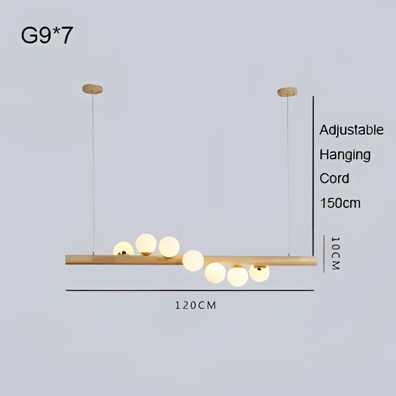 Copper Glass Pendant Light with Wood Accents