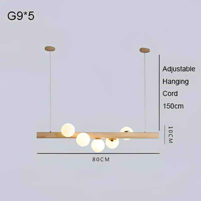 Copper Glass Pendant Light with Wood Accents