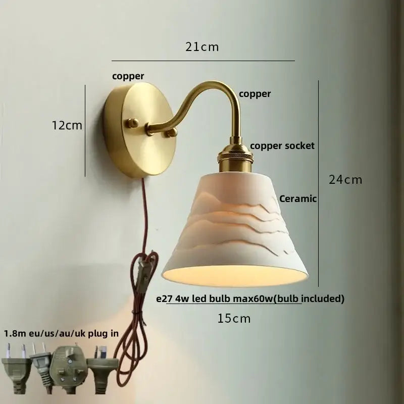 Copper Glass Pull-Chain Wall Sconce
