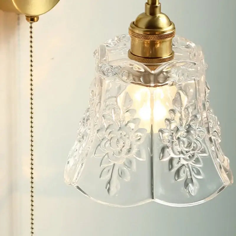Copper Glass Pull-Chain Wall Sconce