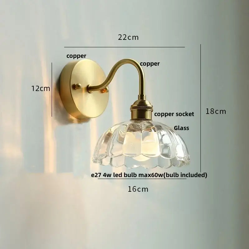 Copper Glass Pull-Chain Wall Sconce