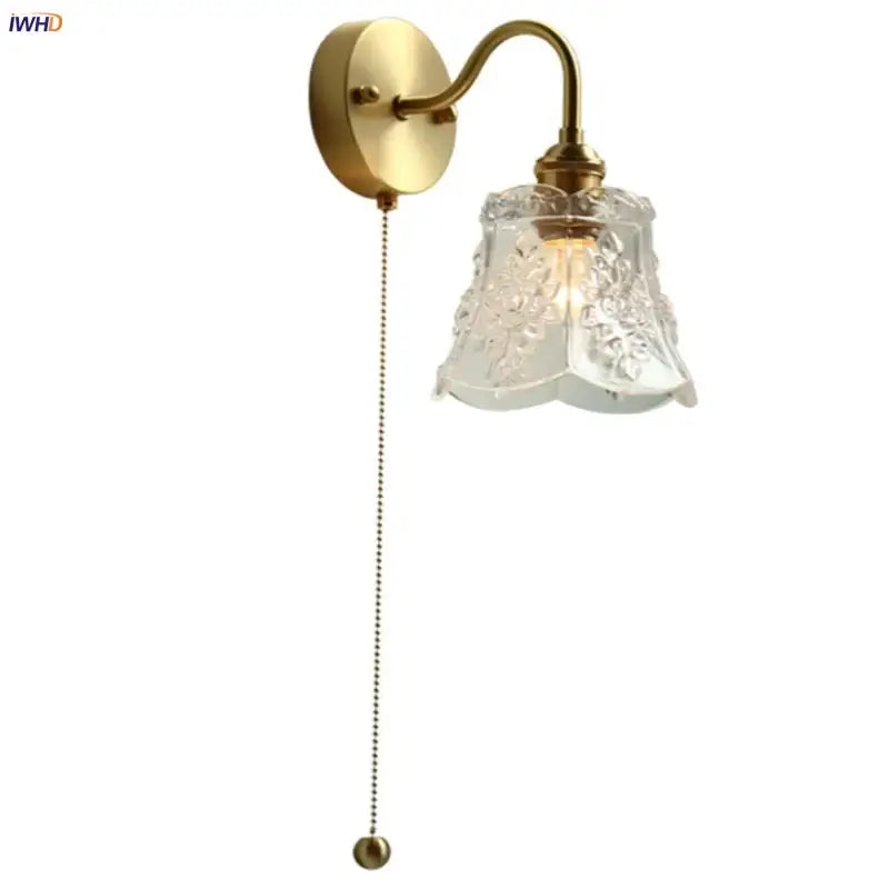 Copper Glass Pull-Chain Wall Sconce
