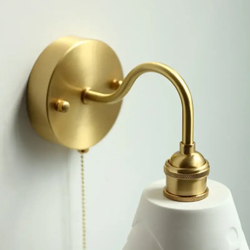 Copper Glass Pull-Chain Wall Sconce