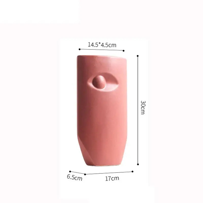 Coral Ceramic Face Vase