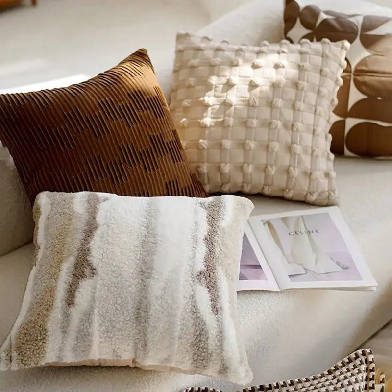 Cream Textured Cushion Cover