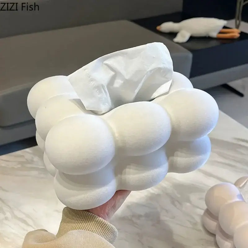 Cream Bubble Tissue Box