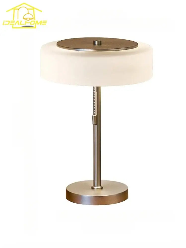 Cream Glass Table Lamp with Brushed Metal Base