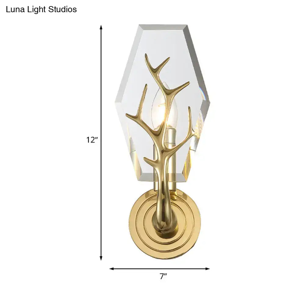 Gold Crystal Hexagonal Wall Sconce