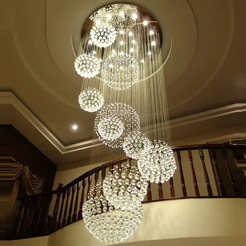 Gold Crystal Pendant Chandelier Space-Saving Design
