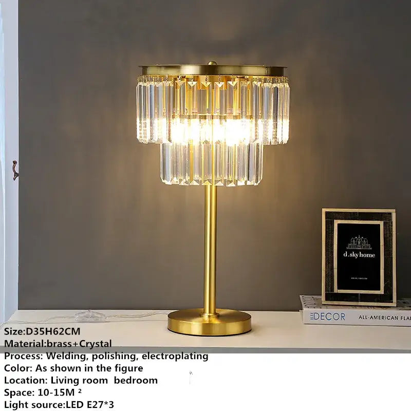 Crystal Brass Floor Lamp with Nordic Design