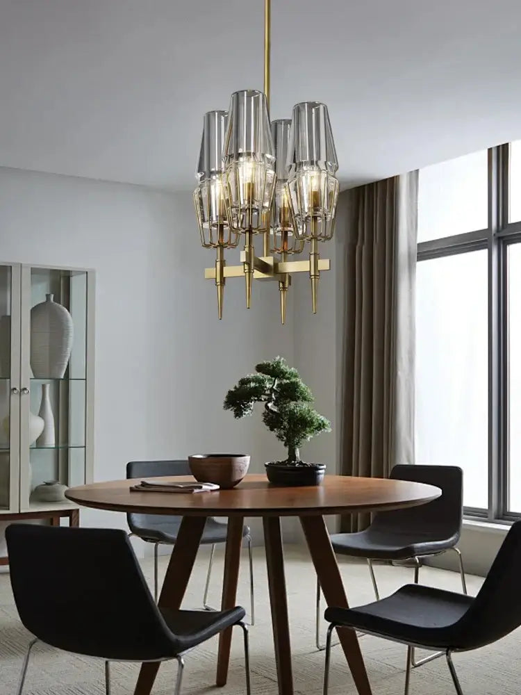 Crystal Brass Glass Pendant