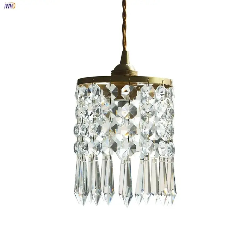 Crystal Brass Pendant Light with Cascading Beads
