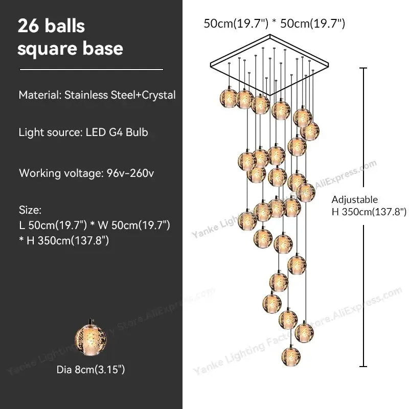 Crystal Bubble Pendant Light for Hospitality Settings