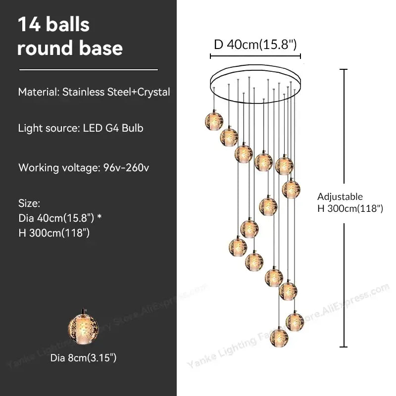 Crystal Bubble Pendant Light for Hospitality Settings