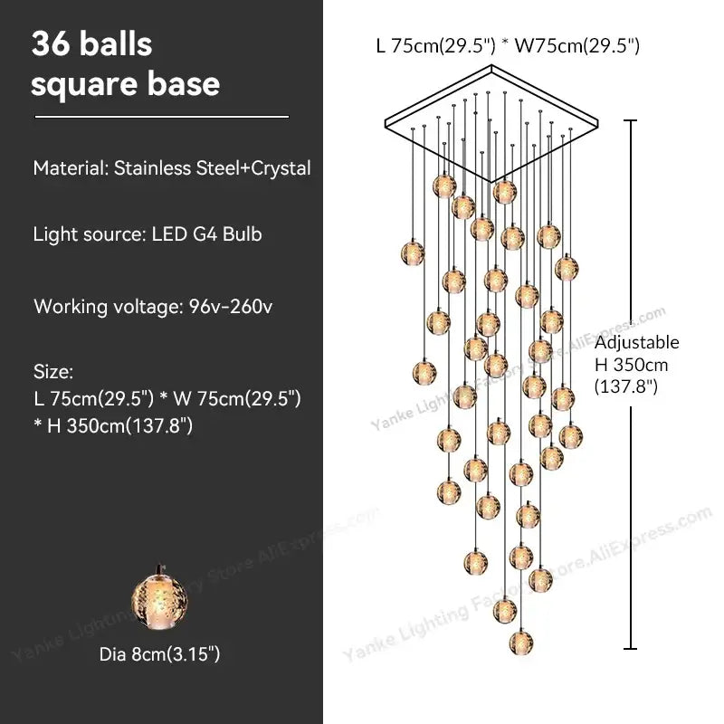 Crystal Bubble Pendant Light for Hospitality Settings