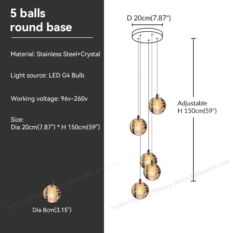 Crystal Bubble Pendant Light for Hospitality Settings