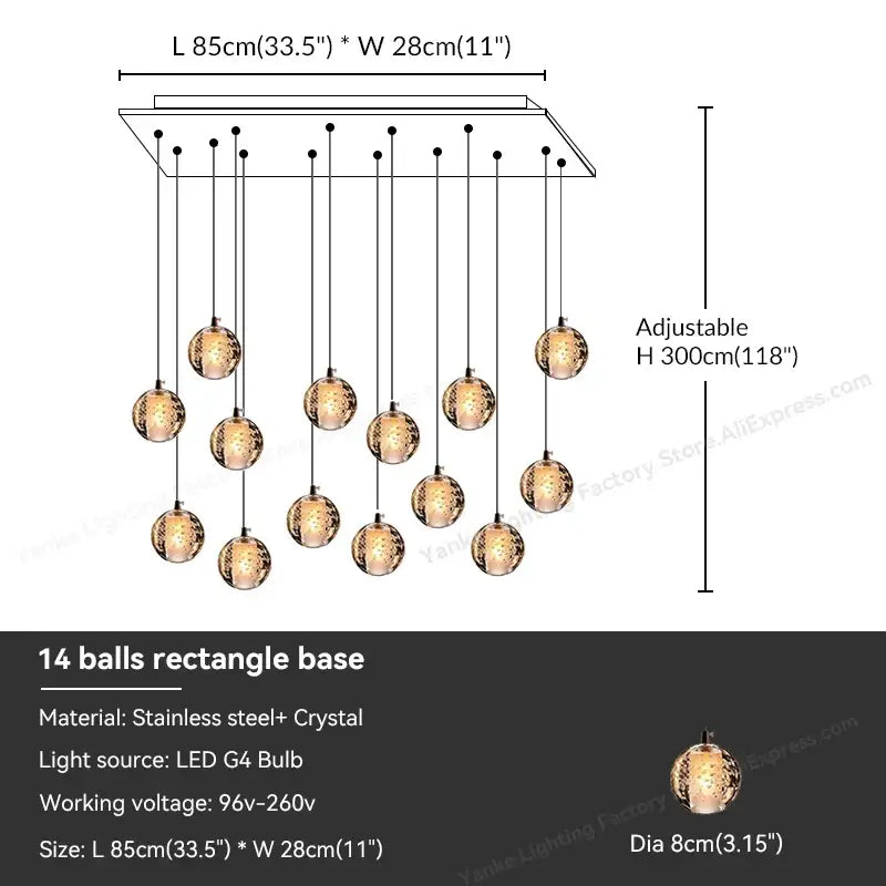 Crystal Bubble Pendant Light for Hospitality Settings