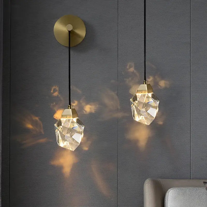 Copper Crystal Bedroom Wall Lamp