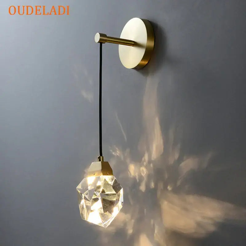 Copper Crystal Bedroom Wall Lamp