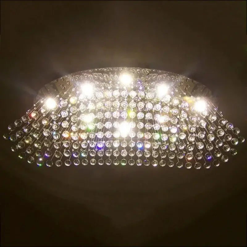 Crystal Oval Flush Mount Chandelier