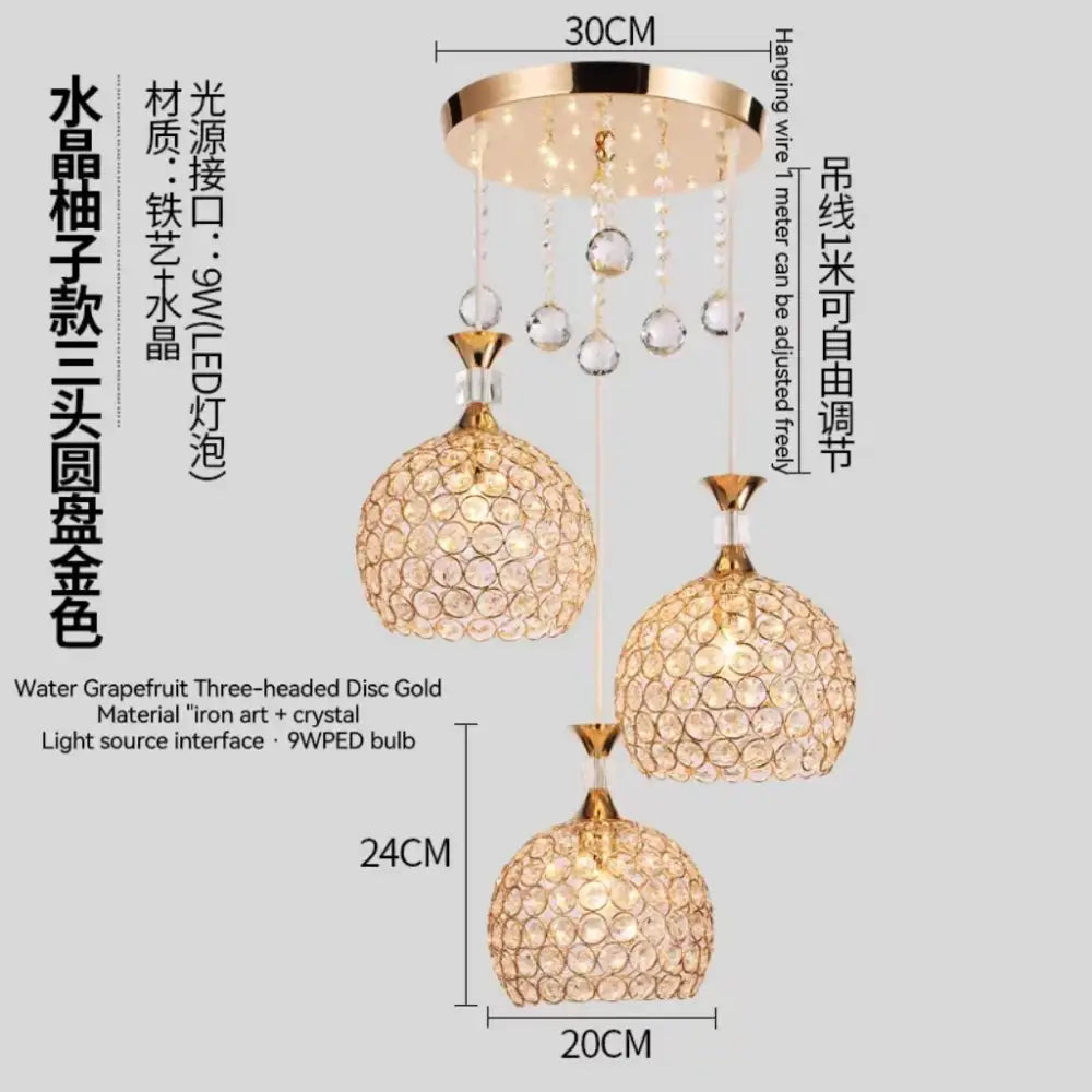 Gold Crystal 1-Head Hall Ceiling Chandelier