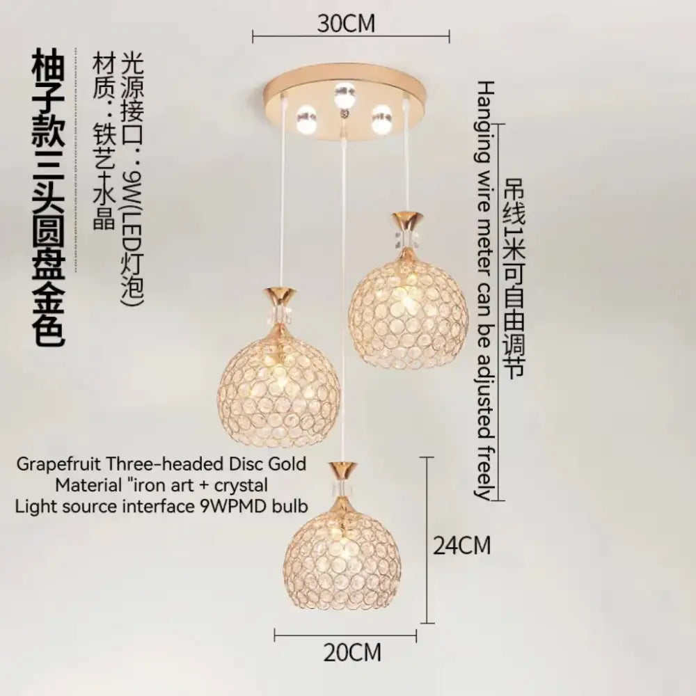 Gold Crystal 1-Head Hall Ceiling Chandelier