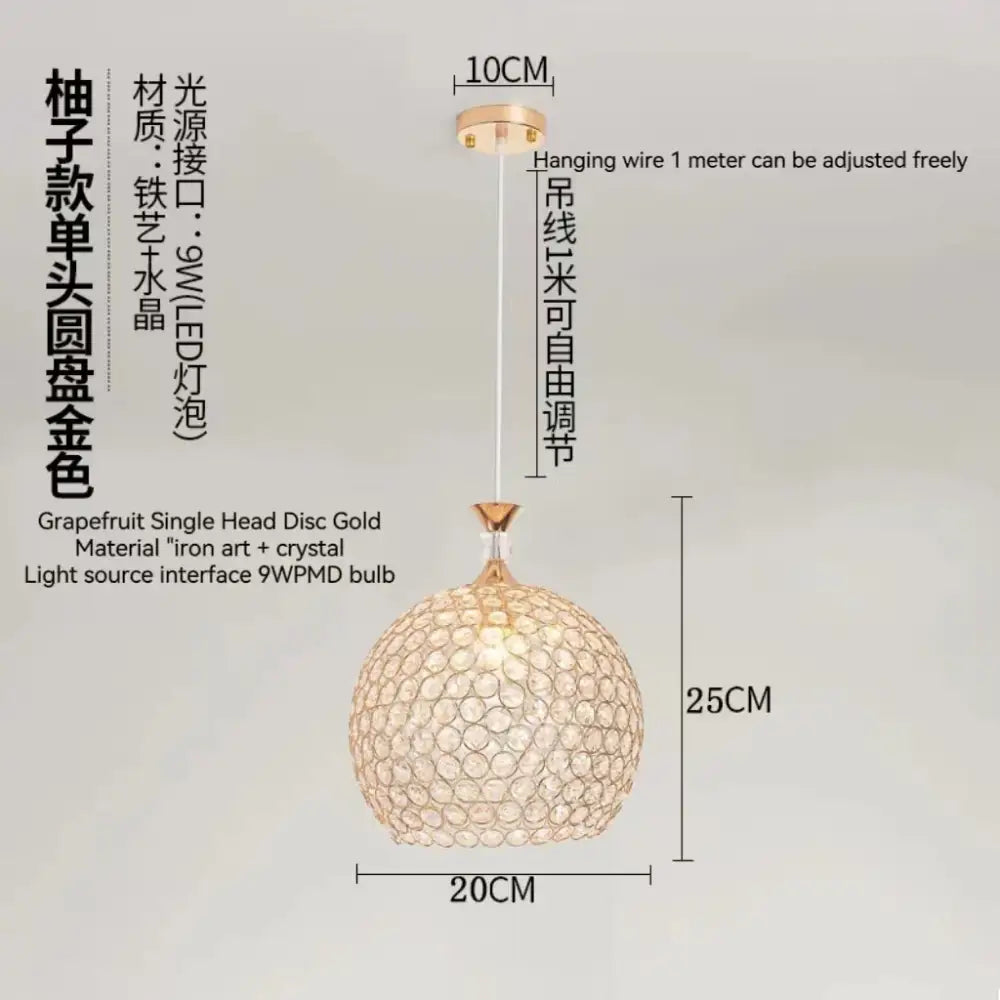 Gold Crystal 1-Head Hall Ceiling Chandelier