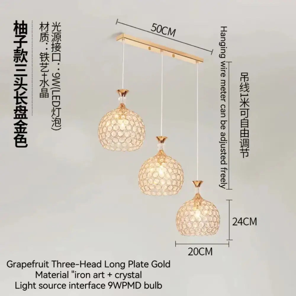 Gold Crystal 1-Head Hall Ceiling Chandelier