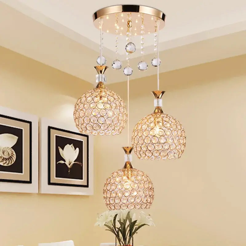 Gold Crystal 1-Head Hall Ceiling Chandelier