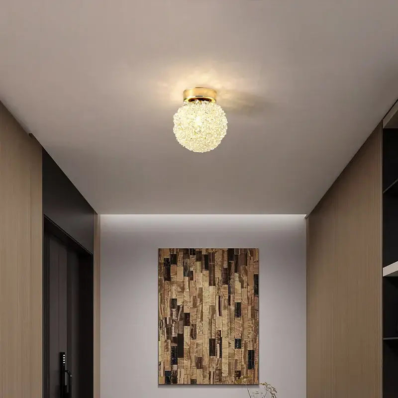 Gold Crystal Globe Ceiling Light