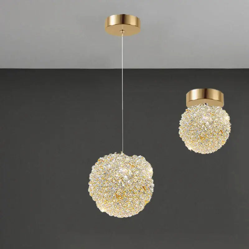 Gold Crystal Globe Ceiling Light