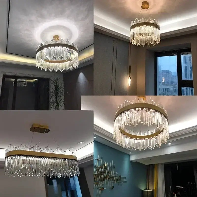 Gold Crystal Dimmable Dining Room Ceiling Pendant