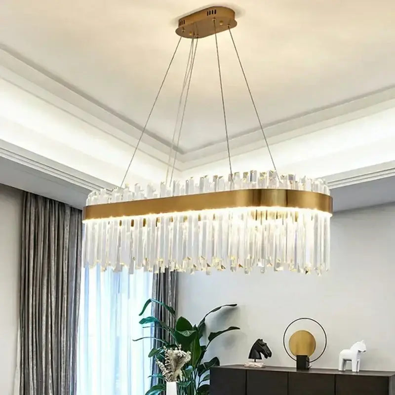 Gold Crystal Dimmable Dining Room Ceiling Pendant