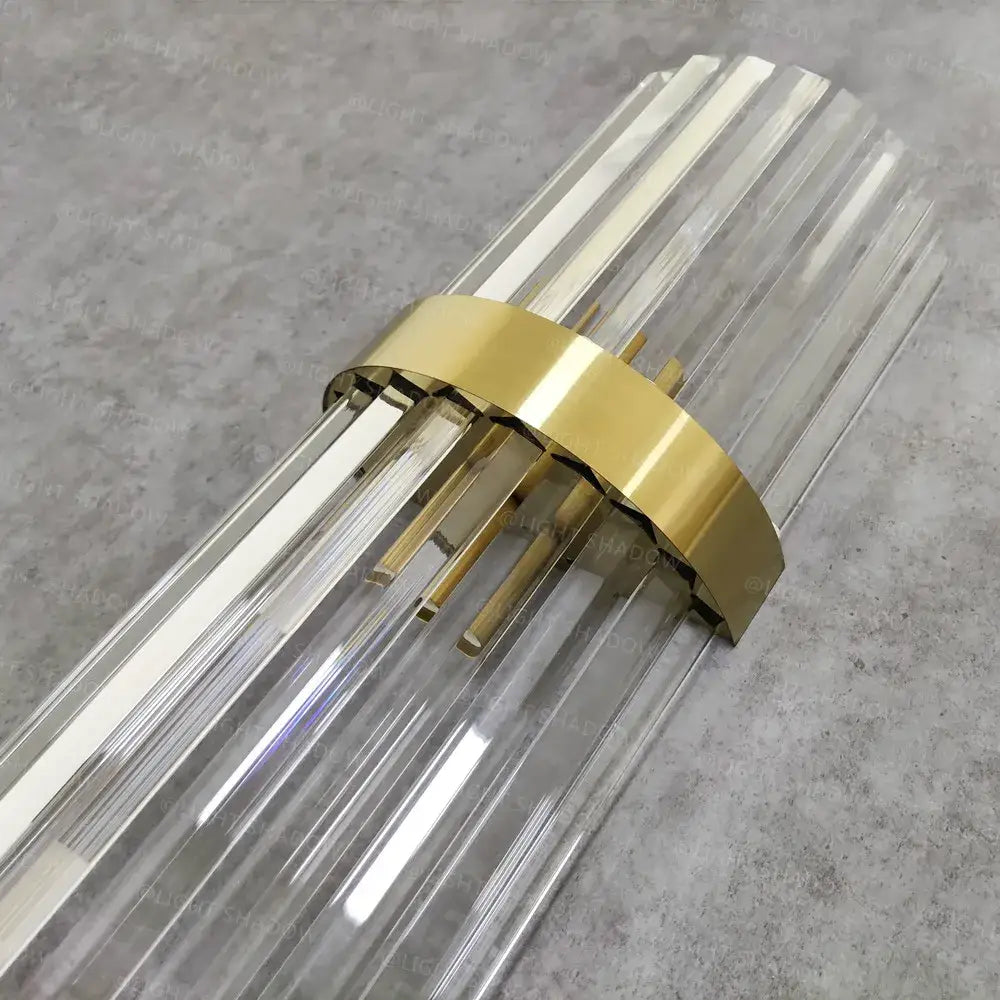 Gold Crystal LED Rod Bedroom Wall Sconce