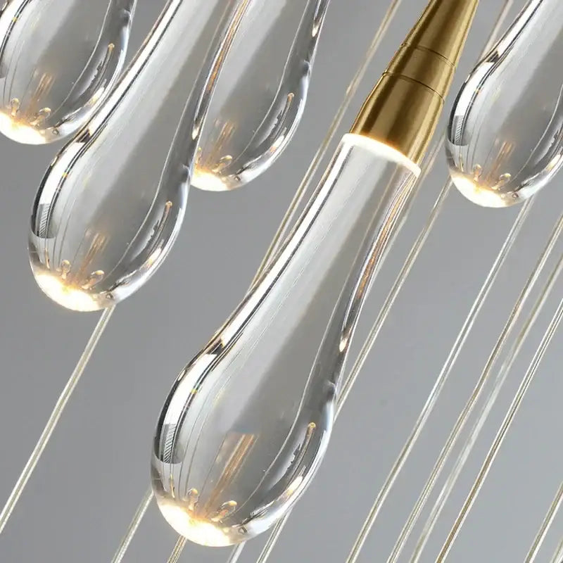 Gold Crystal Teardrop 49-Light Cascading Chandelier